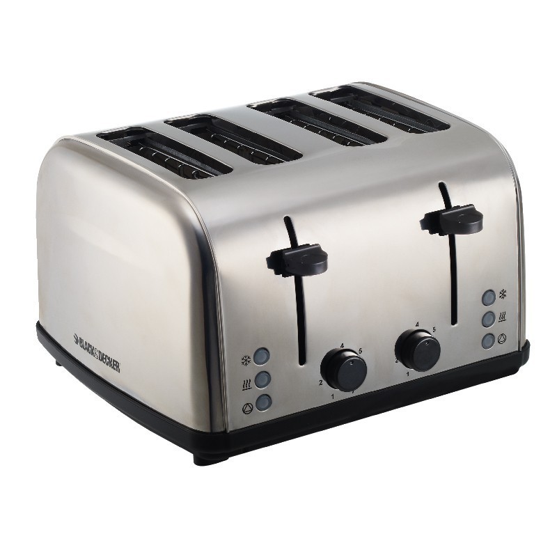 4 Slice Stainless Toaster - Black+Decker - ET304 محمصة ستانلس رباعية الشرائح - بلاك اند ديكر - ET304 - الصورة 1
