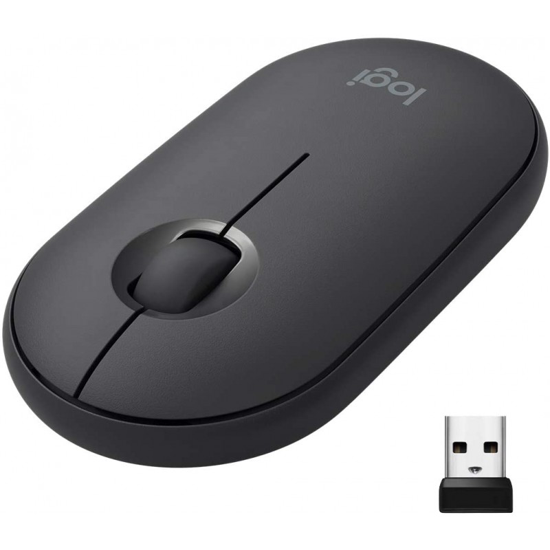 Logitech Pebble M350 Silent Wireless Mouse with Bluetooth or USB - Graphite لوجيتك بيبل M350 ماوس لاسلكي مع بلوتوث أو يو اس بي - رمادي - الصورة 1