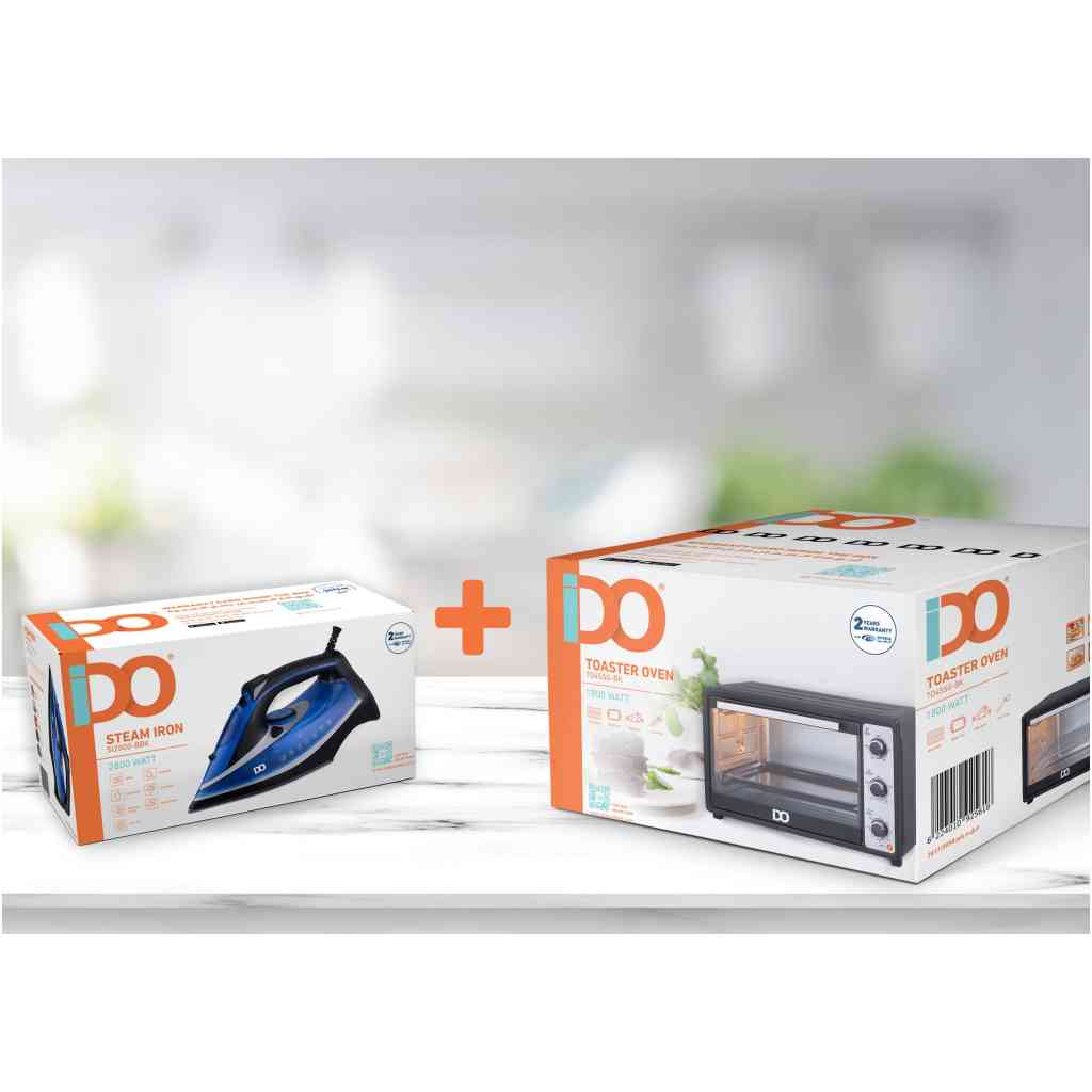 IDO Single Glass Toaster Oven 45 Liters + Ceramic Steam Iron 2800W
