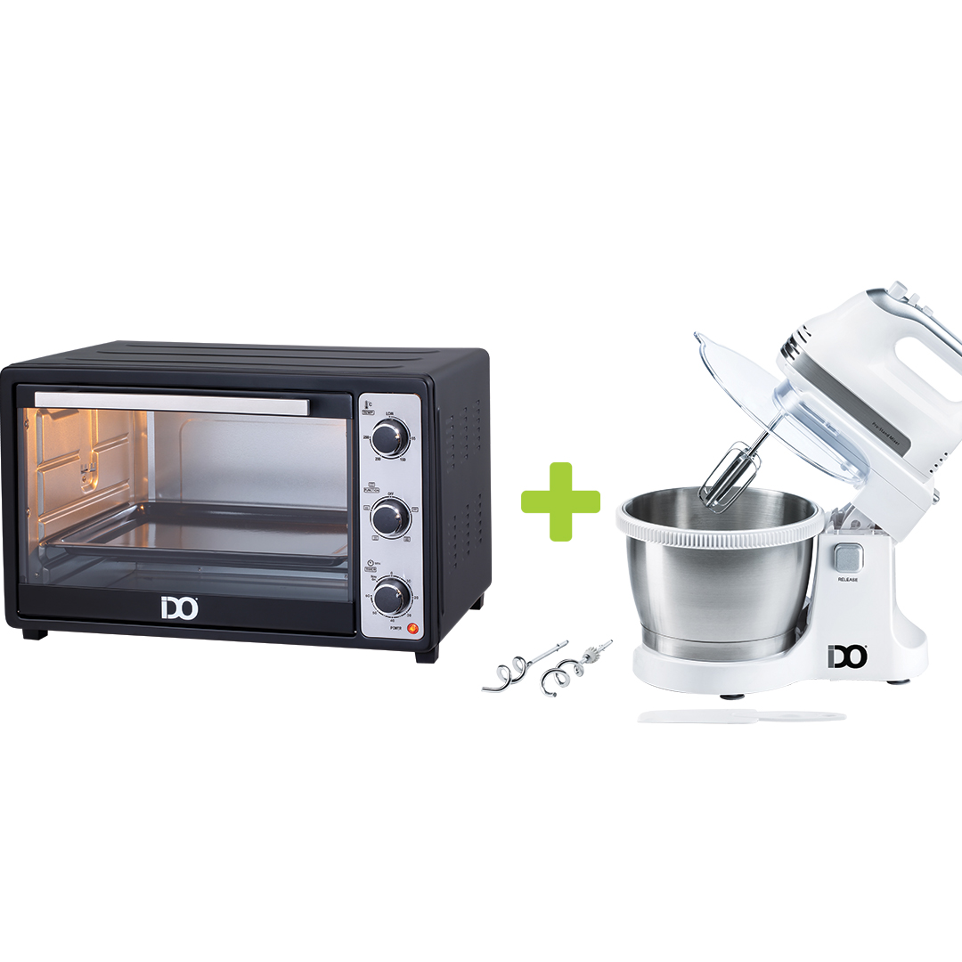 TO45SG-MB500 IDO Single Glass Toaster Oven 45 Liters + Hand Mixer with bowl 500 W - TO45SG-MB500 - Image 1