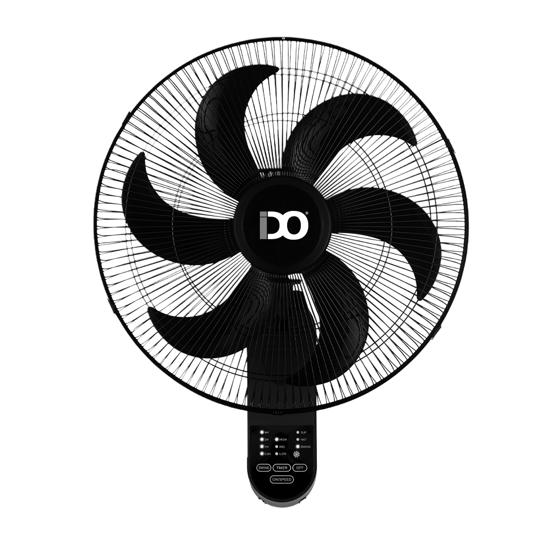 Wall-fan-with-remote-control-logo-white-and-black iDO wall fan with remote control 6 blades 3 speeds